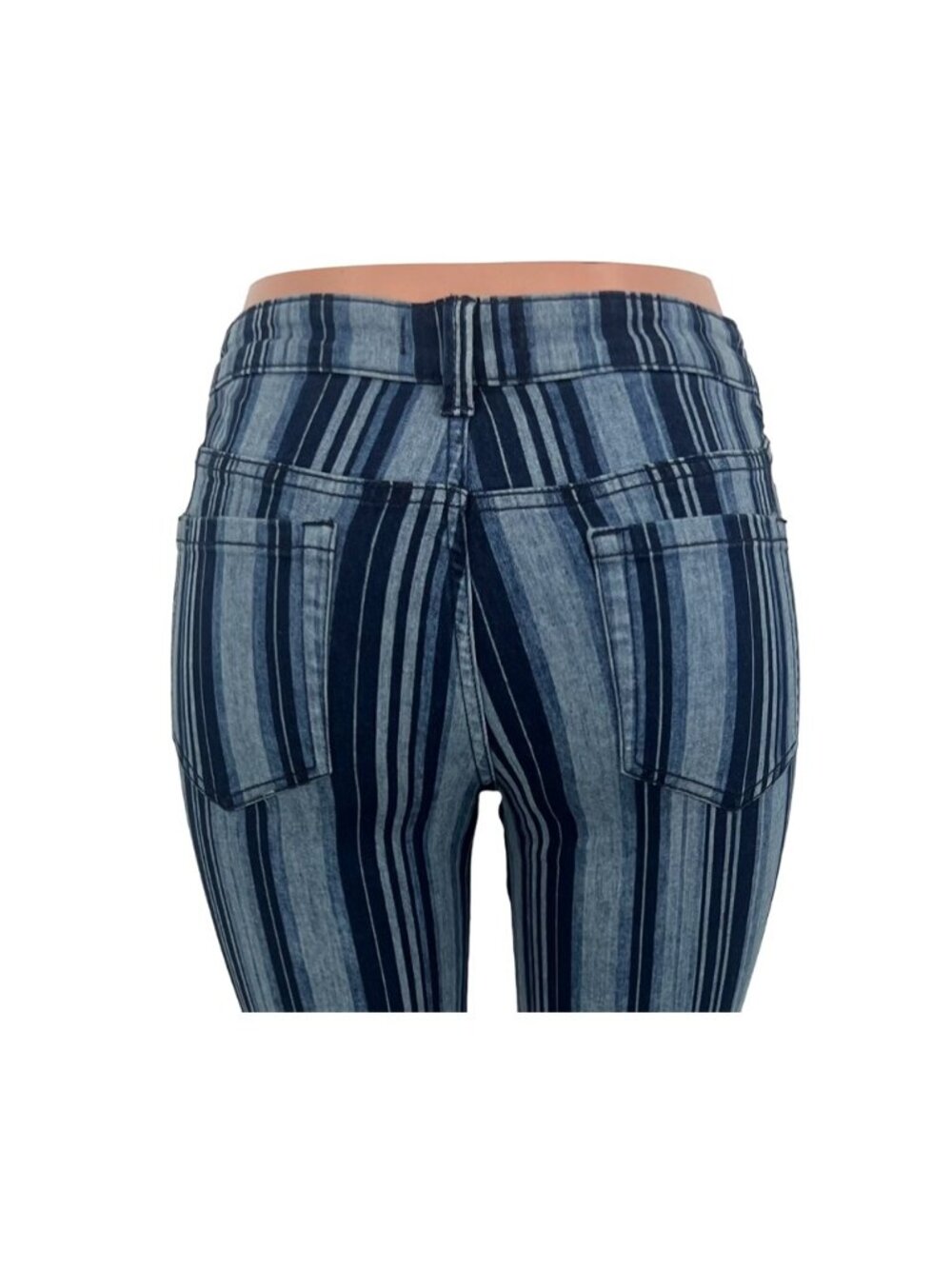 RARE NWT Free People Blue Stripe Super Flare Bell Bottom Jeans | Costal Cowgirl - Picture 10 of 16